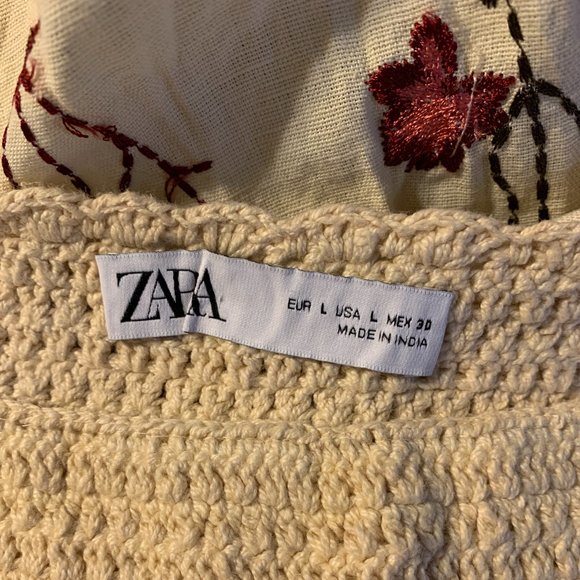 Zara Limited Edition White Embroidered Floral Crochet Dress Size Large NWOT - Picture 7 of 9